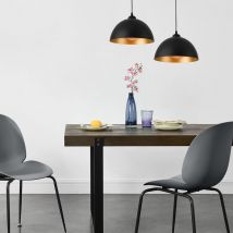 Lux.pro - Set de 2x Lámpara Colgante Toulon - 145 x ø 30 cm - E27 - 60W - Metal - Negro y Oro [ ]