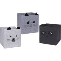 Set de 3 boîtes de rangement pour chats - 32 x 32 cm - Boîte de tri pliable pour étagères en cube