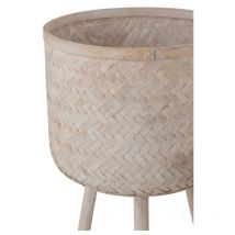 Jolipa - Set de 3 cache-pots sur pied en bois naturel 37x37x76 cm
