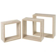 Set de 3 estantes Cubo Grandes de Madera MDF Beige nórdico -