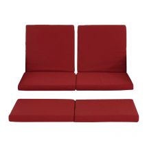 Set de 3 housses pour coussins du sofa Ancona polyrotin plat Rouge rubis