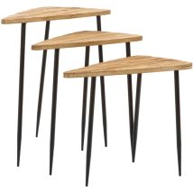 Parumm - Set de 3 Tables d'Appoint Parümm Manigh en Bois d'Épicéa avec Structure Métallique
