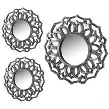 Unimasa - Set de 3 Miroirs muraux argent patiné