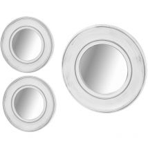 Unimasa - Set de 3 miroirs muraux blanc et argent