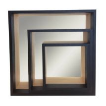 Set de 3 miroirs étagères en bois