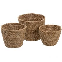 Set de 3 paniers en fibre de roseau et cosse de maïs
