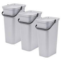 Tontarelli - Set de 3 papeleras 'moda' 25L Blanco con asa - Blanco