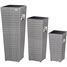 Set de 3 pots de fleurs bac à fleurs polyrotin pot intérieur amovible 3 couleurs résistant aux intempéries et uv design élégant intérieur et