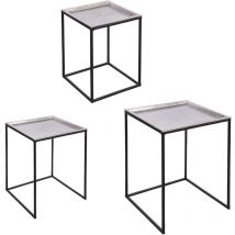 Table Passion - Set de 3 tables carrées plateaux amovibles argent