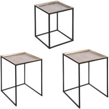Table Passion - Set de 3 tables carrées plateaux amovibles or