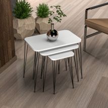 [en.casa] - Set de 3 tables d'appoint Rudkøbing rectangulaires gigognes blanc noir