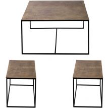 Table Passion - Set de 3 tables gigognes or 80x80x45 et 75x39x41 cm