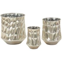 Vase en métal argenté – Set de 3 – Hauteur 38.5 cm, 33 cm, 26.5 cm – Mauro Ferretti