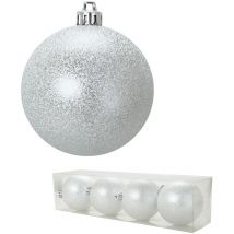 Set de 4 boules argent 8 cm