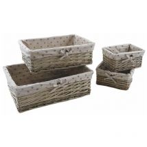 Aubry Gaspard - Corbeille rangement avec doublure tissu (Lot de 4)