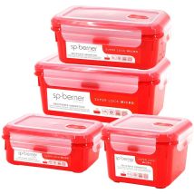 Sp-berner - Set de 4 Herméticos super lock micro 0,68-1-1,1-1,9 l, aptos para cocinar al vapor en el microondas, ideal transporte y almacenamiento de