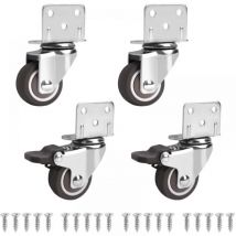 Set de 4 Roulettes Pivotantes Pour Meubles dont 2 avec Frein 32mm Petites Roulettes de Meubles - Rotation à 360 Degrés, Capacité de Charge 60kg,