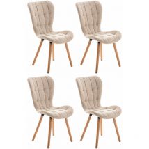 Set de 4 sillas de comedor Elda tapizadas en tela Crema