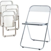 [en.casa] - Set de 4 sillas plegables Pornainen 74x46x47cm Transparente