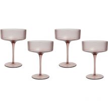 Set de 4 Soucoupes à Champagne Striées Soufflées à la Main 33 cl Rose Transparent Améthyste