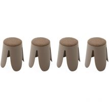 Sweeek - Set de 4 tabourets empilables marrons. bouclette texturée. niki. Ø30 / 44 x H46cm