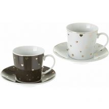 Set de 4 tasses et sous tasse Petits Coeurs