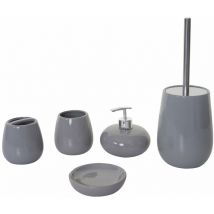 Décoshop26 - Set de 5 accessoires de salle de bain en céramique pour salle de bain gris 040003581