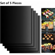 Set de 5 Tapis de Cuisson Tapis BBQ Barbecue Plaque Feuille de Cuisson Four 40 33cm pour Barbecue gaz Charbon électriqueAnti-adhérent,STAR.L