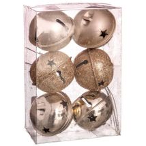 Set De 6 Cloches De Noël En Métal Doré - 5cm