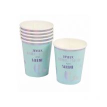 Douceur D'intérieur - Set de 6 gobelets en carton Anniversaire sirene