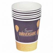 Douceur D'intérieur - Set de 6 gobelets en papier Anniversaire ballons