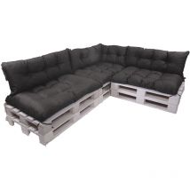 Setgarden - Set de 7 Coussins pour palettes, 3 x Assise 120x50 et Dossier 3x120x40cm Noir, Canapé de Jardin / coussin palette in / extérieur