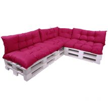 Setgarden - Set de 7 Coussins pour palettes, 3 x Assise 120x80 et Dossier 120x40cm Rosa, Canapé de Jardin / coussin palette in / extérieur
