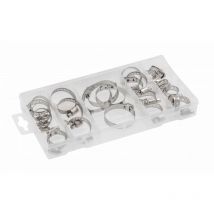 Set de abrazaderas metálicas tipo tornillo sin fin Hogert 40 piezas, sujeción segura, múltiples tamaños, ideal para fontanería y automoción