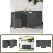 Set de balcon 2 places gris bois de pin massif - Salon De Jardin - Mobilier De Jardin - Set De Salon De Jardin - Ensemble De Balcon - Table Et Chaises