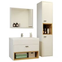 Usinestreet - Conjunto de mueble de baño Baltesi 100, Blanco + Roble Artisan