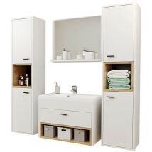 Usinestreet - Conjunto de mueble de baño Baltesi 101, Blanco + Roble Artisan
