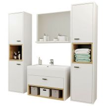 Usinestreet - Conjunto de mueble de baño Baltesi 101, Blanco + Roble Artisan