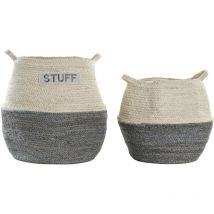 Corbeille Set 2 Fibre De Maïs 40X40X38 Gris