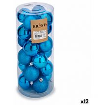Krist+ S3622515 Plástico Set de Bolas de Navidad, Azul, 5cm x 6cm x 5cm, Caja de 12