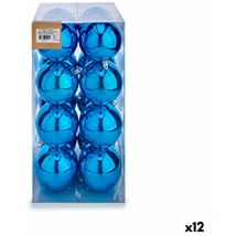 Krist+ S3622503 Plástico Set de Bolas de Navidad, Azul, 8cm x 9cm x 8cm, Caja de 12