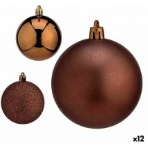 Set de bolas de navidad marrón plástico 7 x 8 x 7 cm (12 unidades)