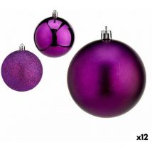 Set de bolas de navidad morado plástico 8 x 8 x 47 cm (12 unidades)