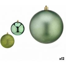Krist+ - Set de bolas de navidad verde plástico 10 x 11 x 10 cm (12 unidades)