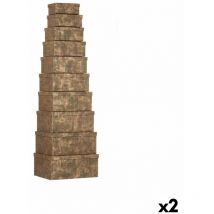 Pincello - Set de cajas organizadoras apilables rayas negro cartón (2 unidades)