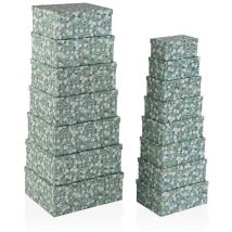 Versa Home - Versa Set de Cajas Organizadoras Apilables Flores Cartón 15 Piezas 35 x 16,5 x 43 cm - Marca ean: 8420327545329