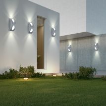 Etc-shop - Applique murale d'extérieur, applique de façade, lampe de jardin led, spot haut-bas, aluminium argenté, 2x 4,8 w 2x 210 lm blanc chaud,