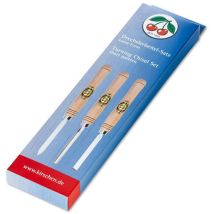 Ciseau à bois – Set de ciseaux de tourneur Kirschen – 3 pièces – Manche en bois de hêtre blanc – 200 mm