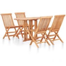 Minkurow - Set de comedor de jardín plegable 5 piezas madera maciza teca vidaXL