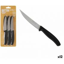 Set de Cuchillos para Carne Quttin Negro Plateado 6 Piezas (12 Unidades)